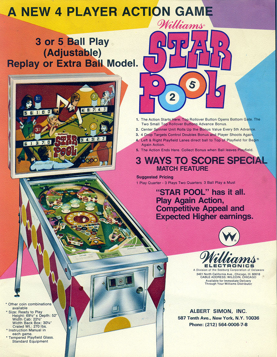 Star Pool (Williams, 1974) Flyer