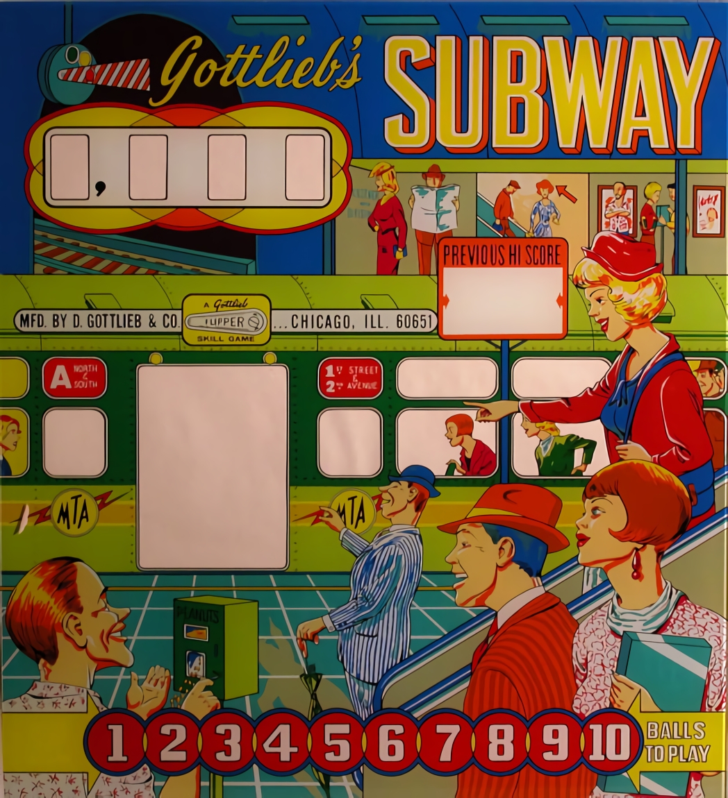 Subway (Gottlieb, 1966) (Wildman-IkeS) Backglass