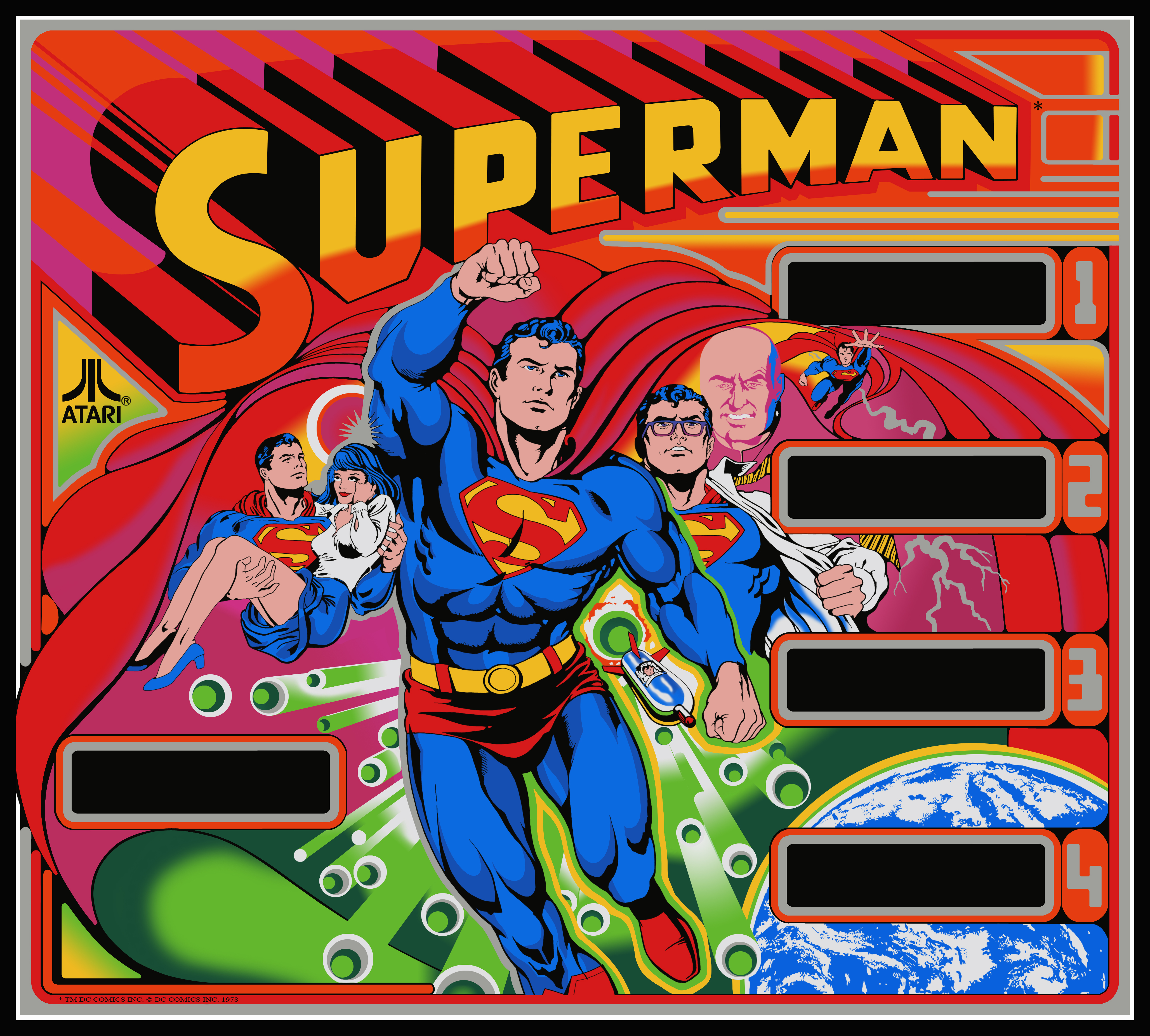 Superman  (Atari, 1979) (ELC) Backglass