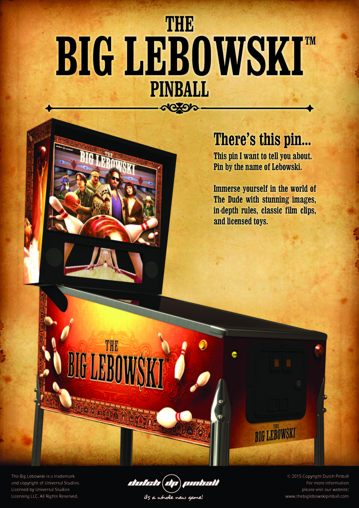 The Big Lebowski (Dutch Pinball, 2016) Flyer (Front)