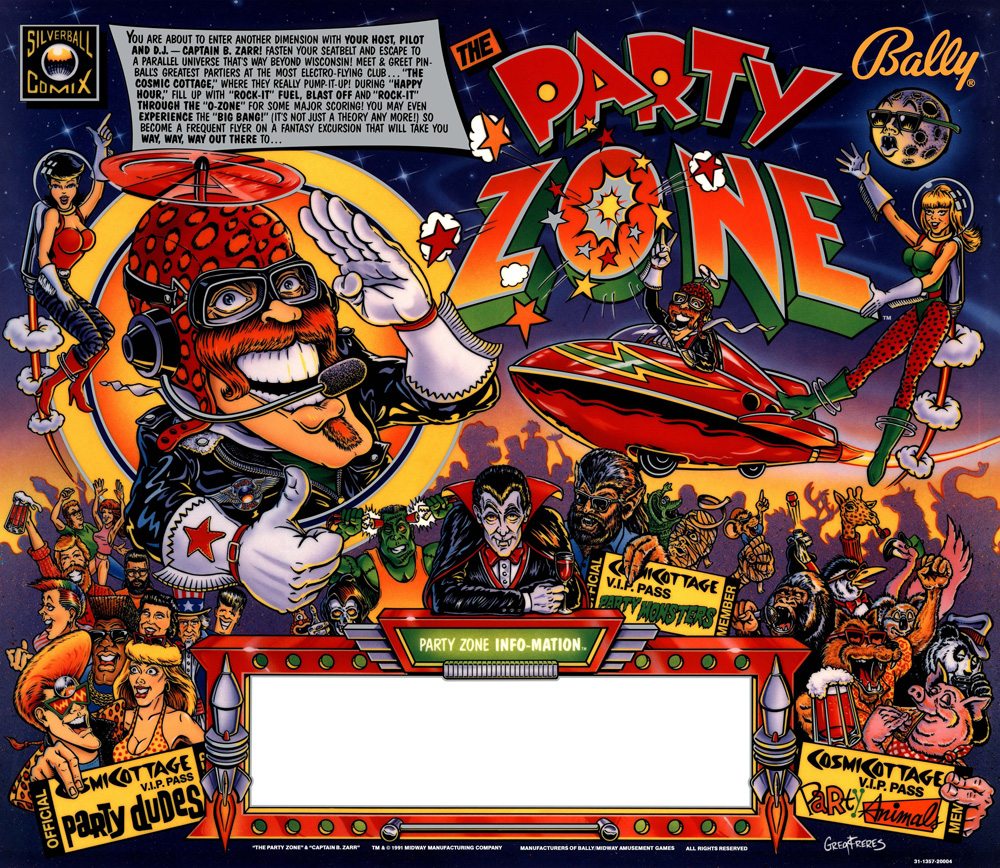 The Party Zone (Midway, 1991) (CPR) Backglass