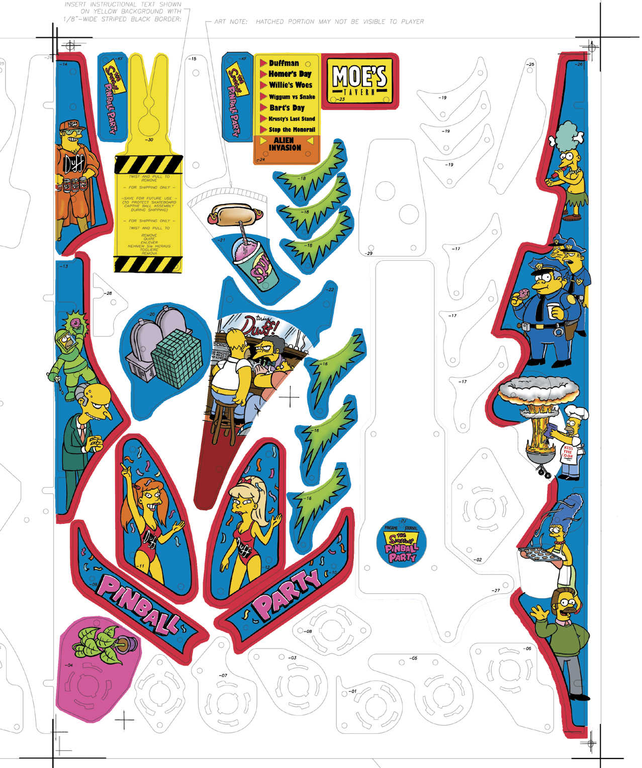 The Simpsons Pinball Party (Stern, 2003) Decals