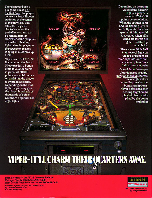 Viper (Stern, 1981) Flyer (Back)