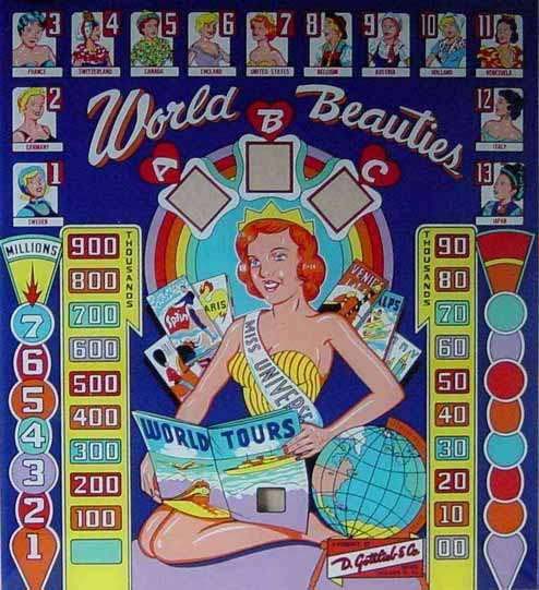World Beauties (Gottlieb, 1960) Backglass